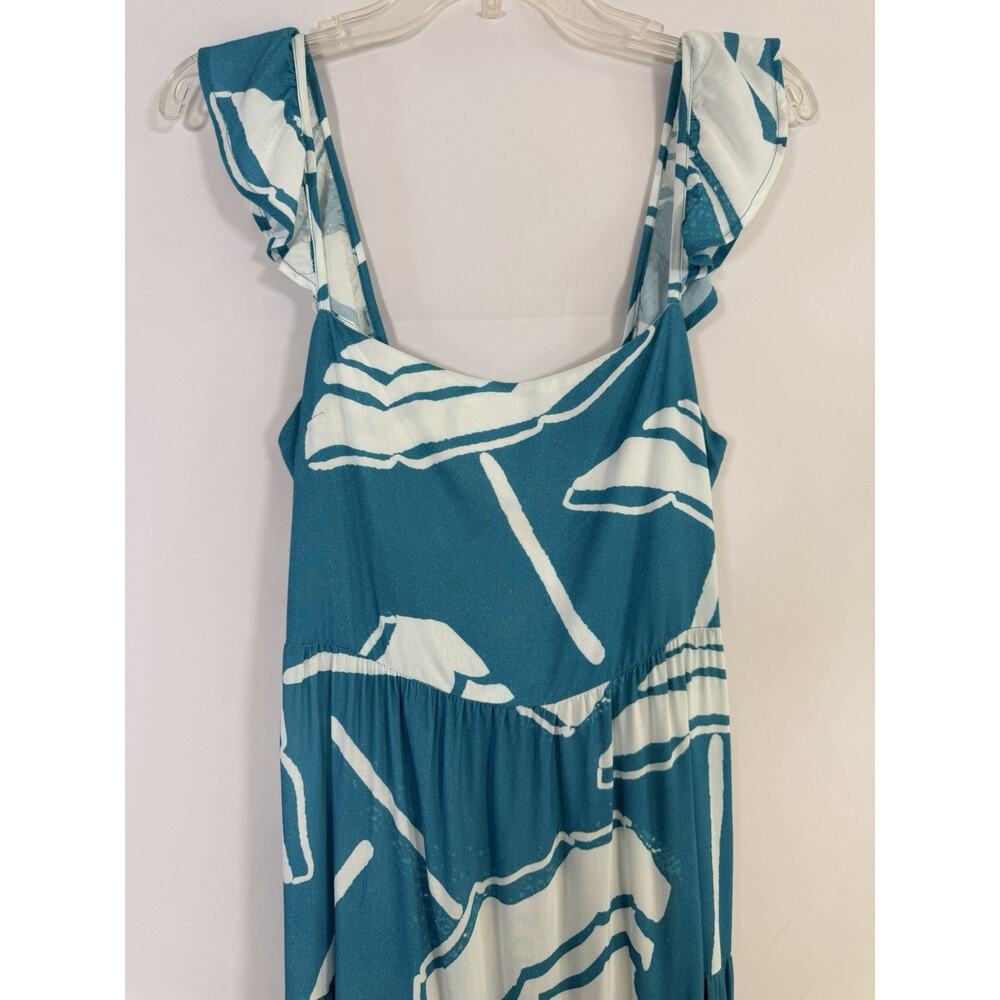 Kenny Flowers Limited Edition Tiered Maxi Dress Teal Women’s M Resort Vacation - Picture 3 of 10